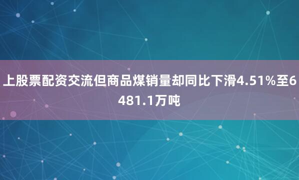 上股票配资交流但商品煤销量却同比下滑4.51%至6481.1万吨